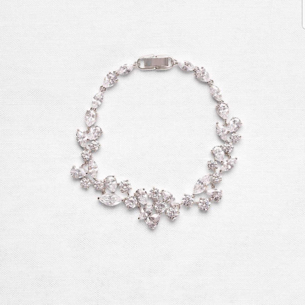 Scattered cubic zirconia petal bracelet
